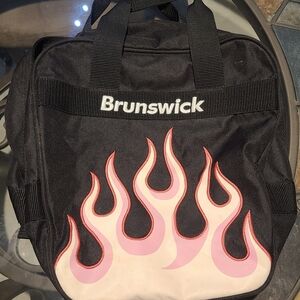 Brunswick Black Bowling Bag with Pink Flames, EUC